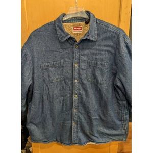 Wrangler Men's 100% Cotton Long Sleeve Heavy Button Down‎ XL Jean Shacket LINED